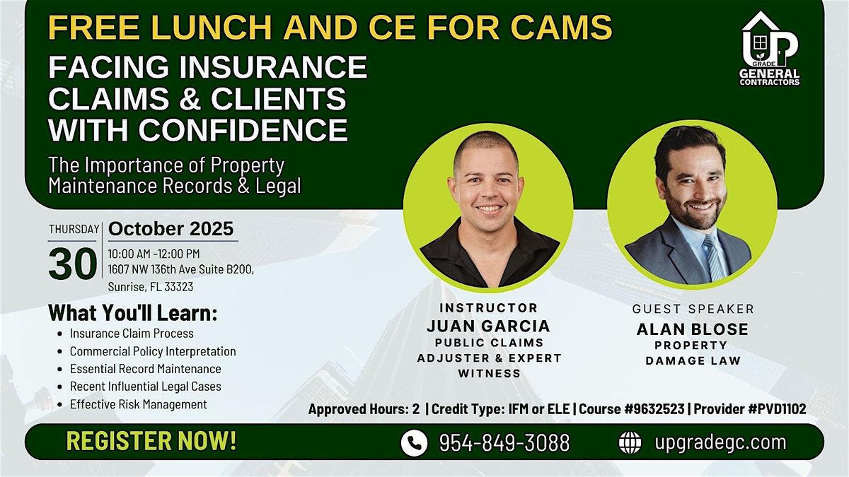 FREE CE for CAM - Facing Insurance Claims and Clients with Confidence