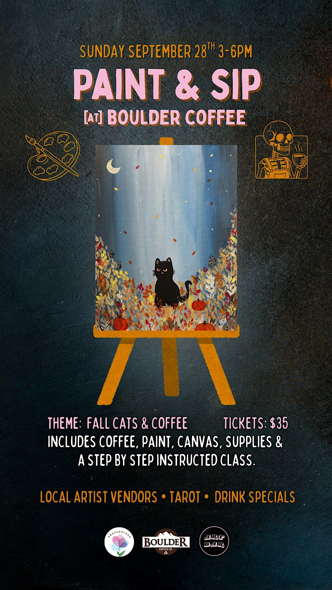 Paint & Sip: Fall Cats & Coffee at Boulder
