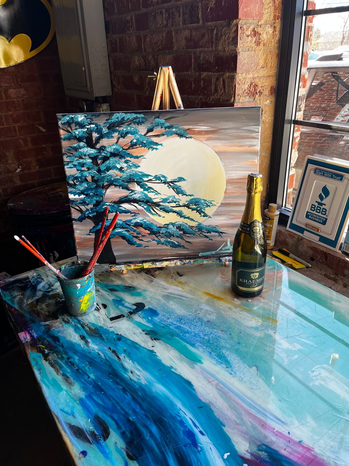  $1 Mimosas $4 Wines\/Beers Adult Paint Party Ever! Step By Step 