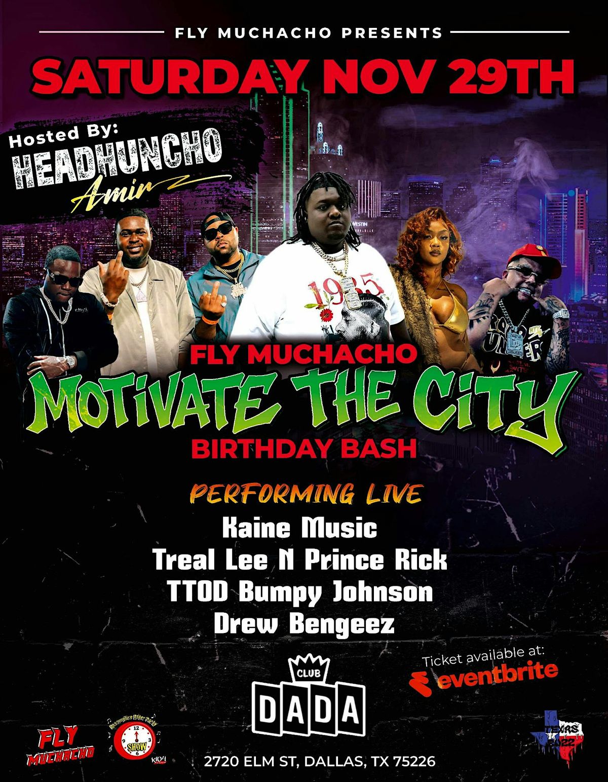 Sat 11\/29 FlyMuchacho B DayBash Concert Club dada