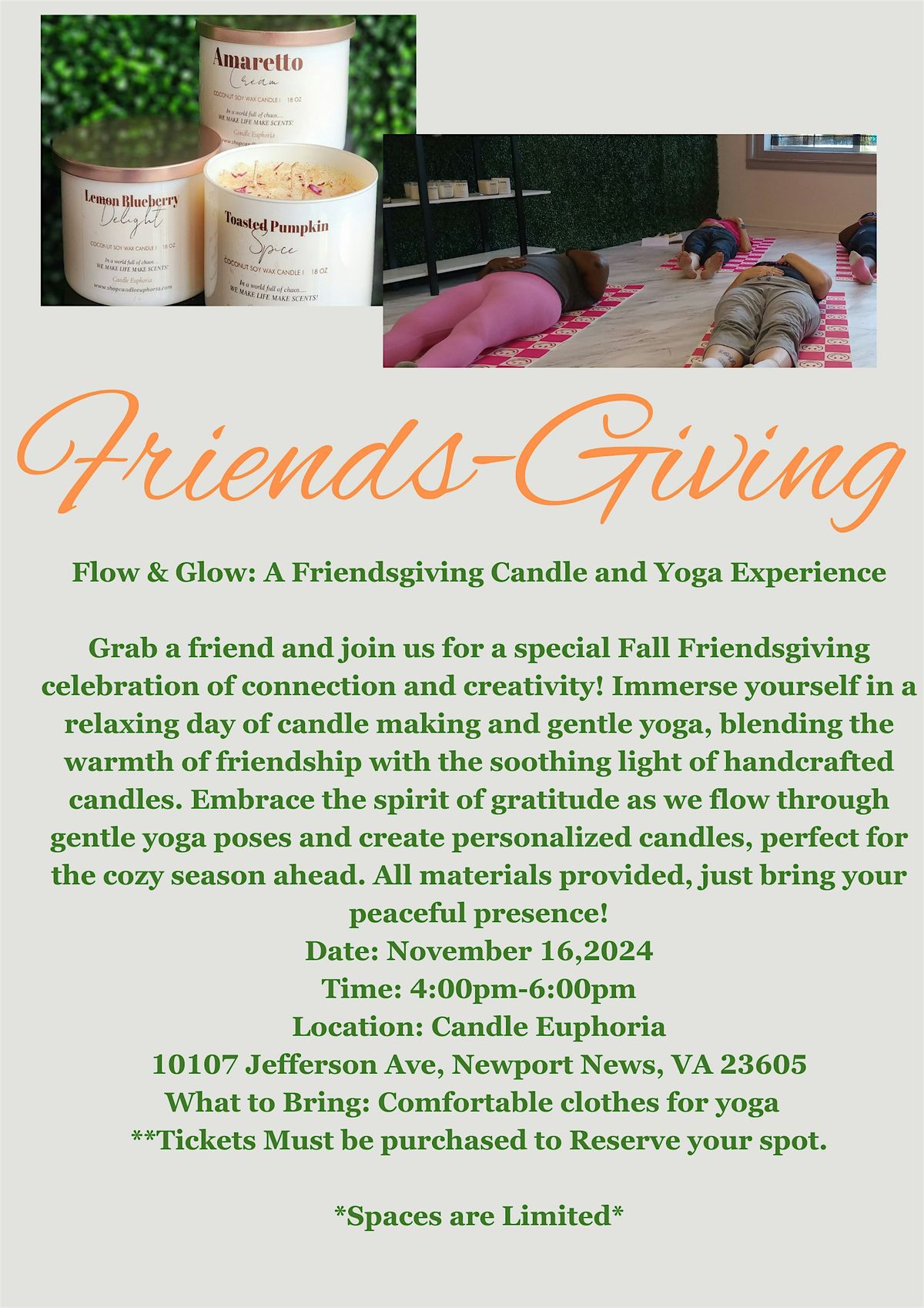 Friends-Giving Candle Making Experience &  Gentle Yoga