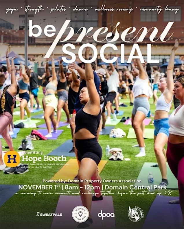 RSVP through SweatPals: Be Present Social | $15.00-$50.00\/each