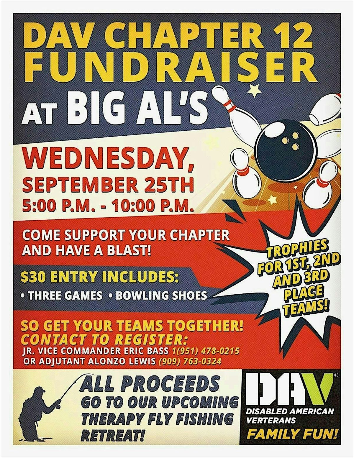 DAV Chapter 12  Bowling Fundraiser at Big AL'S