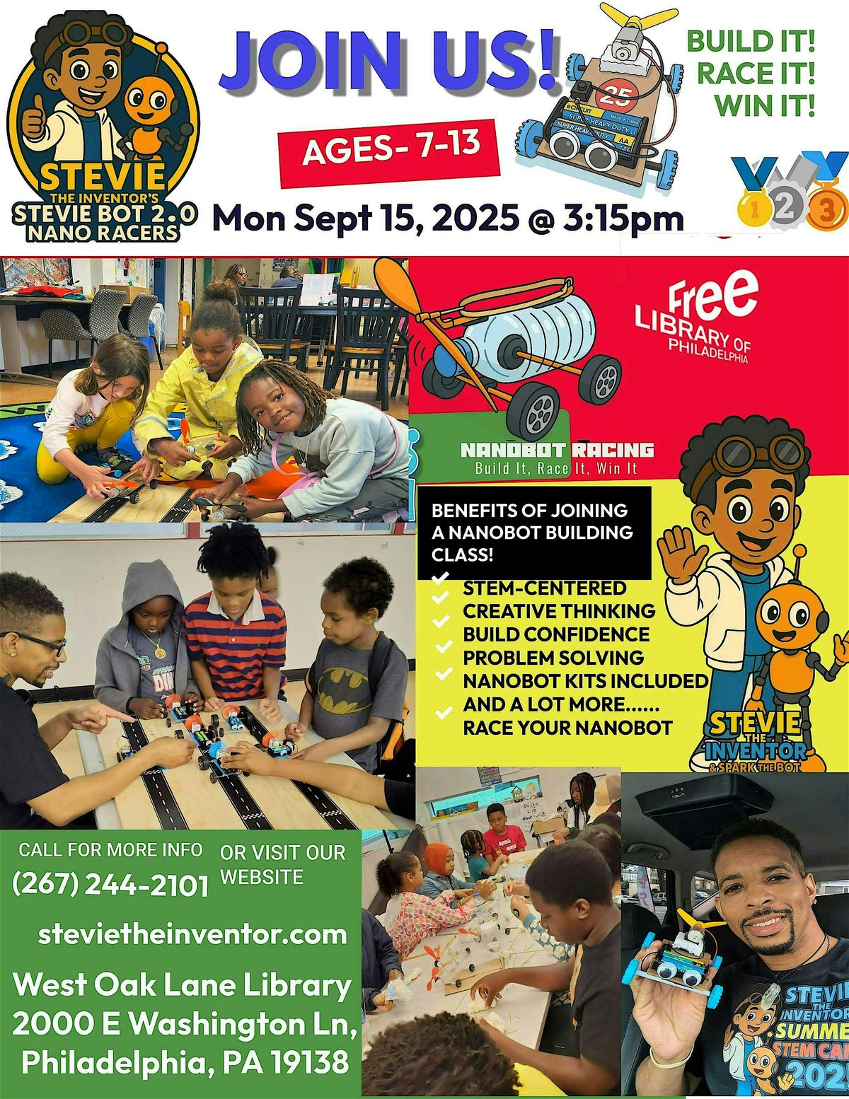Stevie The Inventor's Nanobot Building Class At West Oak Lane Library