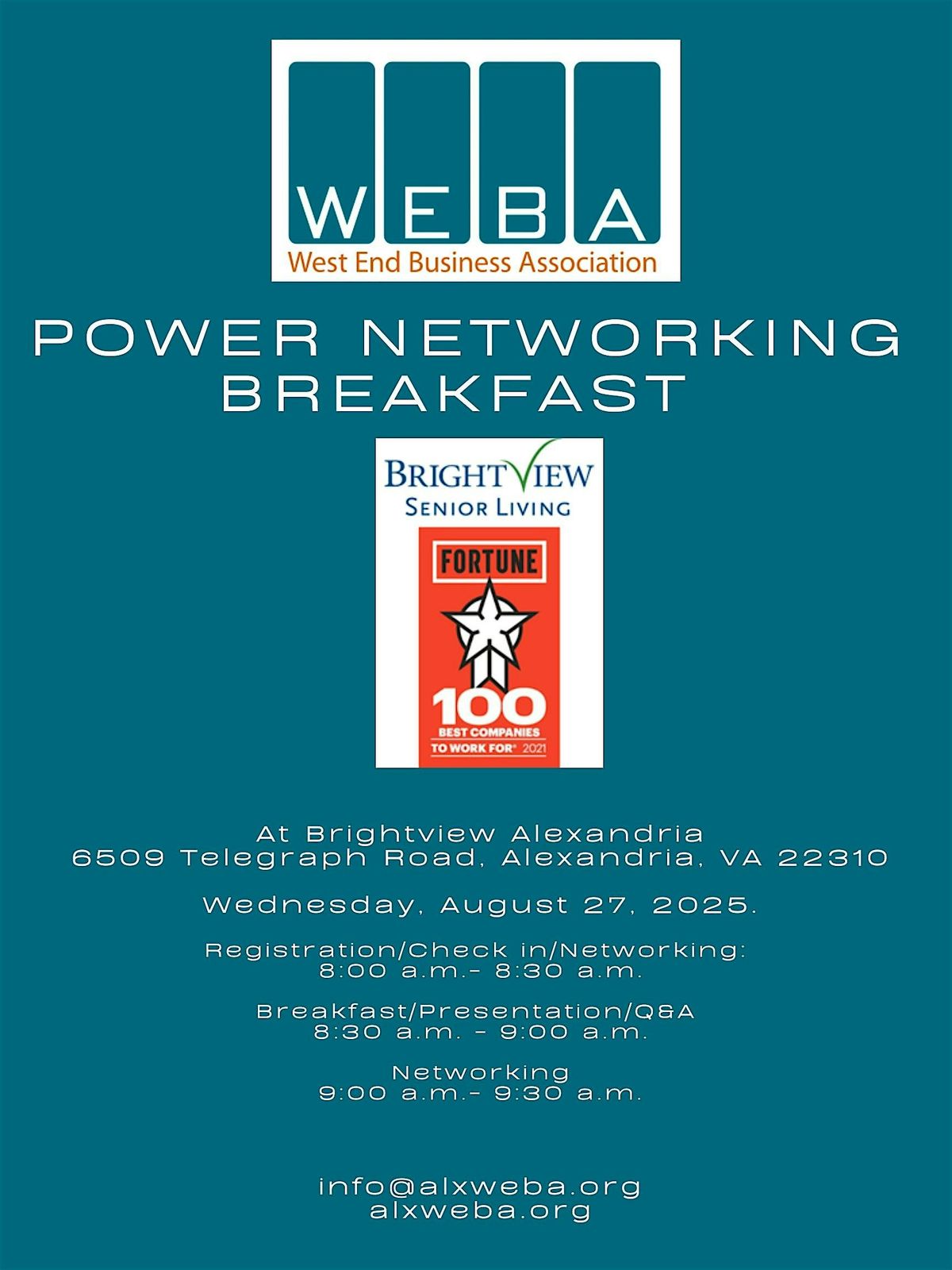 West End Business Association (WEBA) Power Networking Breakfast at Bright
