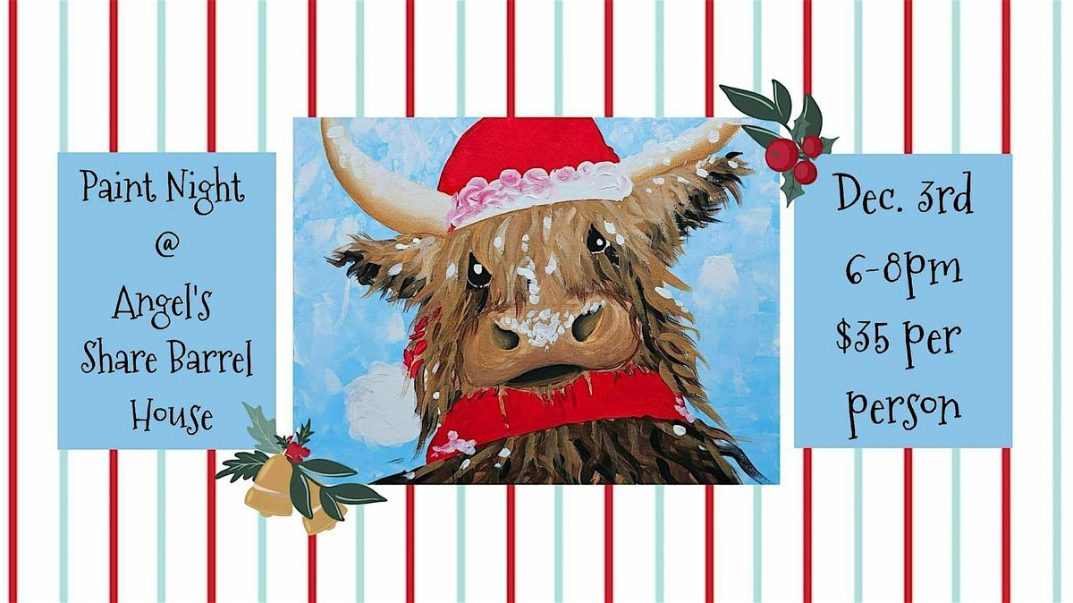 Highland Cow Paint Night at Angel's Share Barrel House