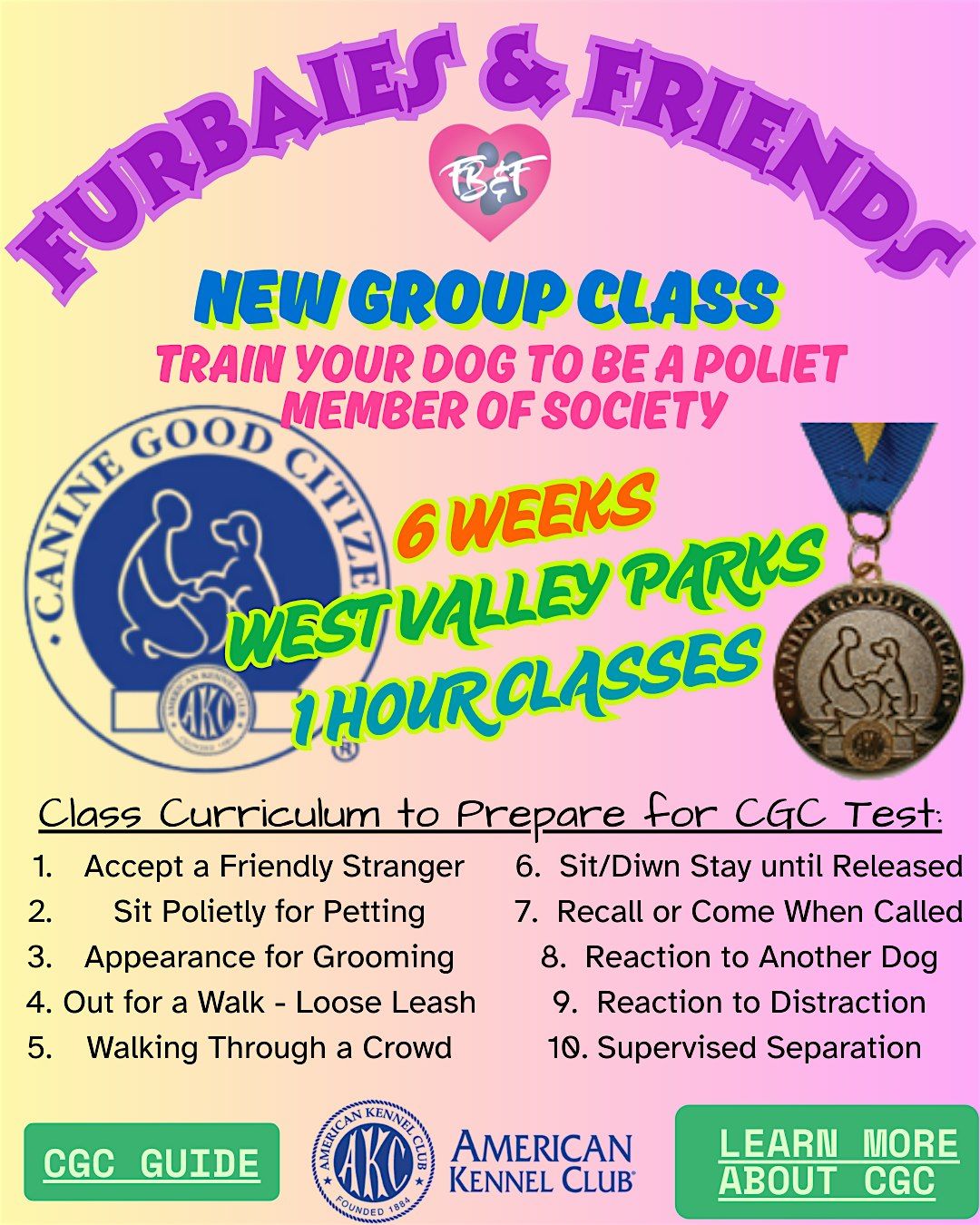 Canine Good Citizen CGC Group Dog Training Class & Test 1 - Glendale, AZ
