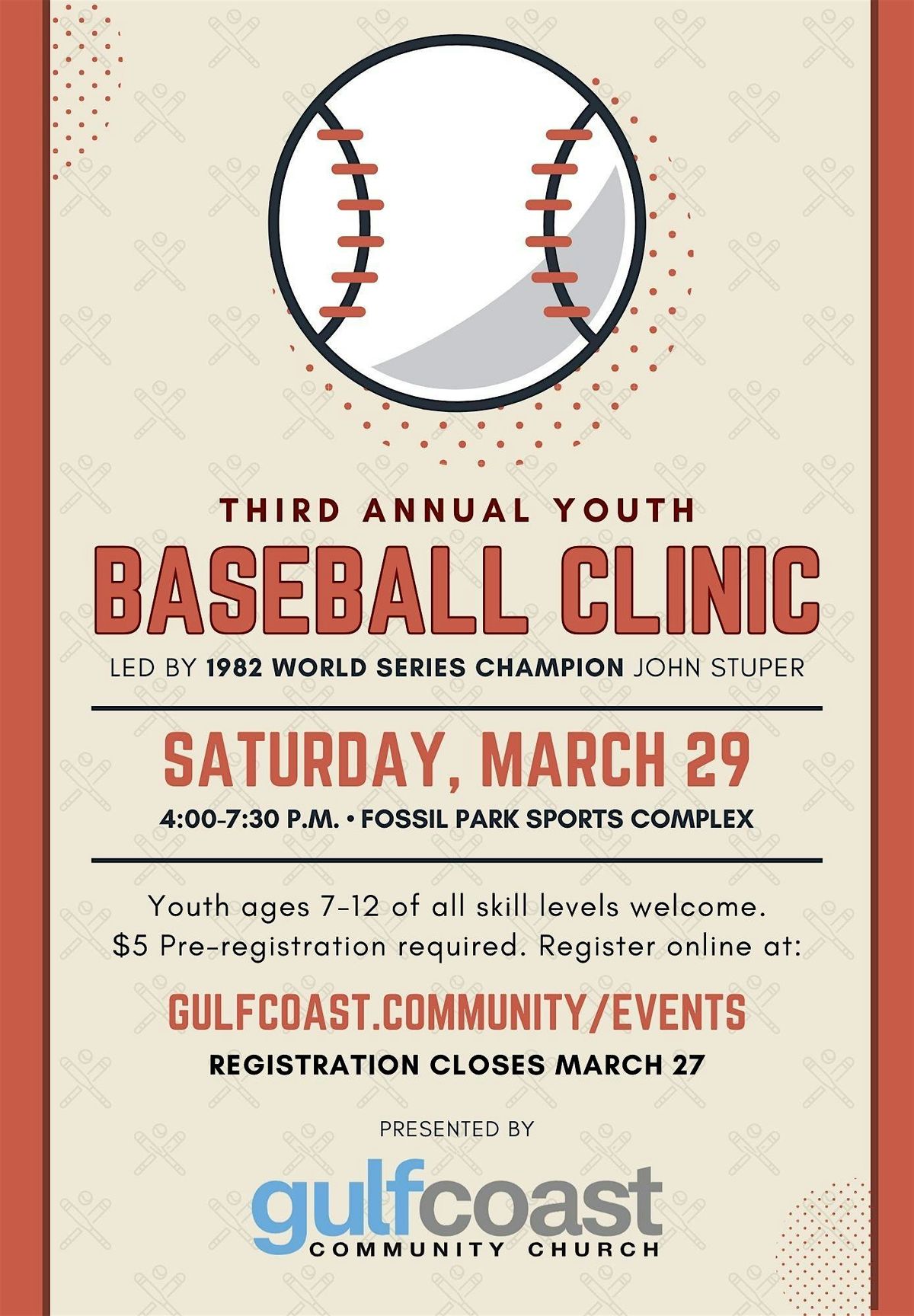 Youth Baseball Clinic at Fossil Park