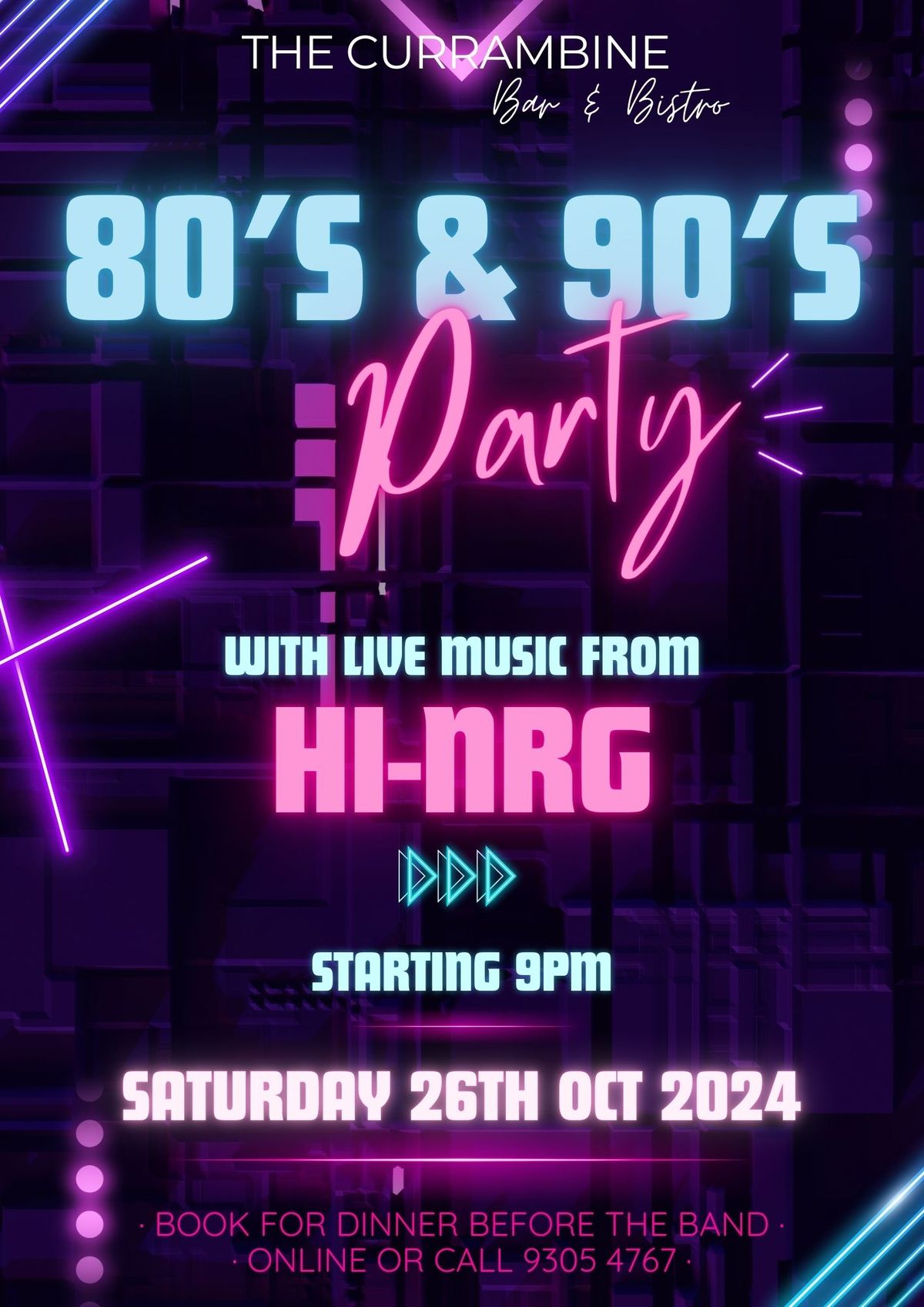 80s & 90s Party with HI NRG Live at Currambine Bar & Bistro