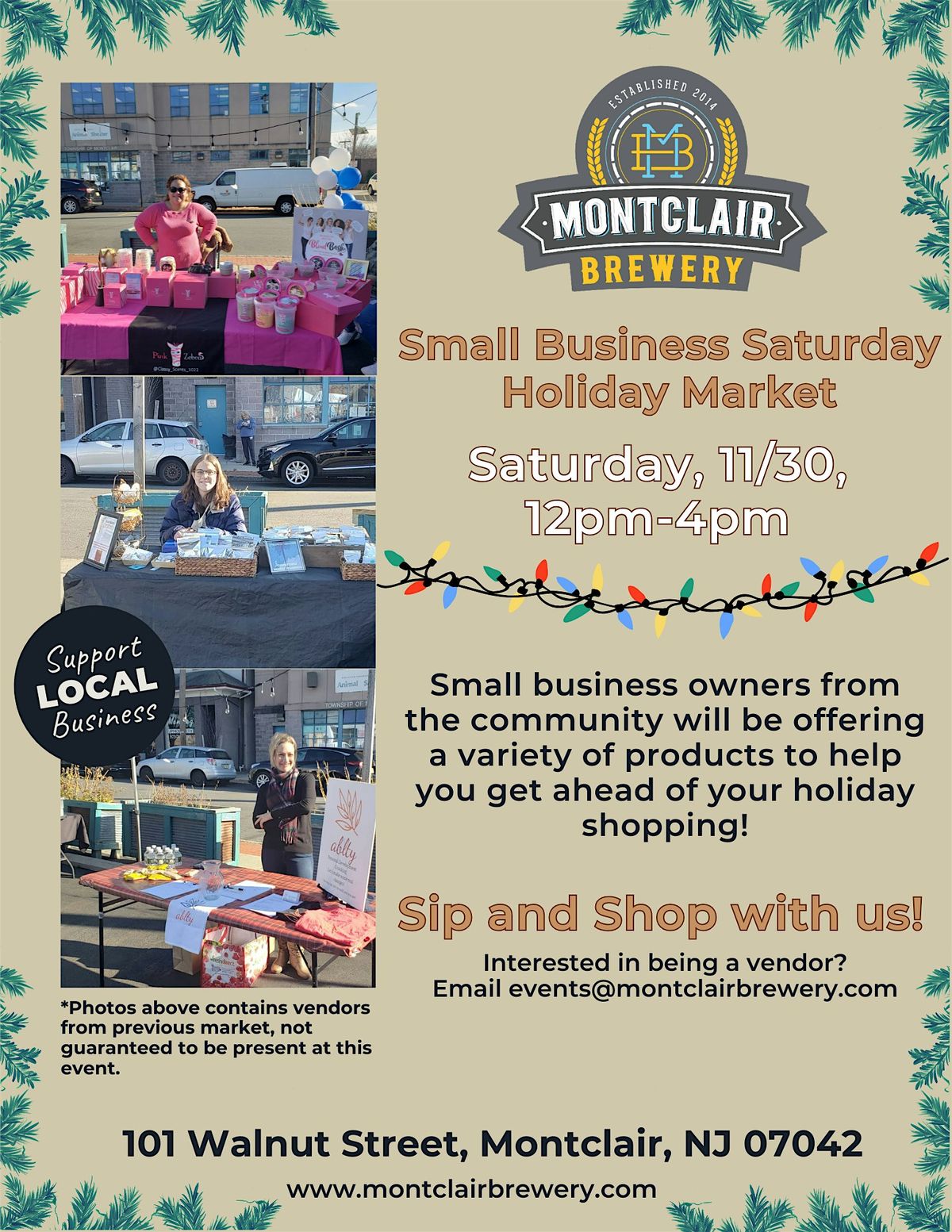 Small Business Saturday Holiday Market at Montclair Brewery