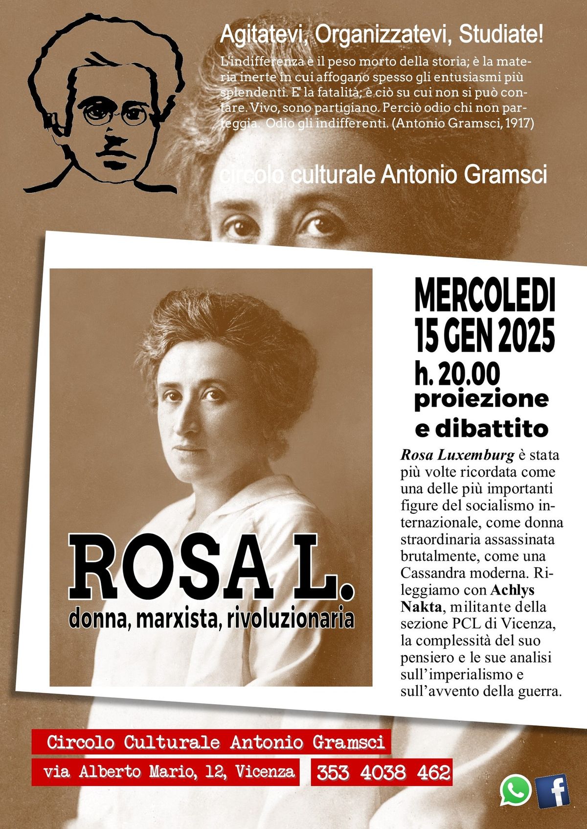 Rosa Luxemburg, donna, marxista, rivoluzionaria. Proiezione e Dibattito