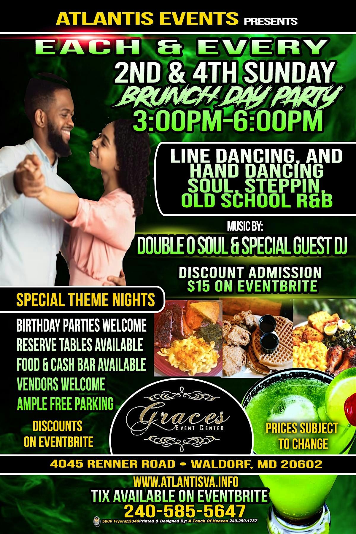Hand\/Line Dancing Brunch, 2nd Sunday, October 12  @ Graces Event Center