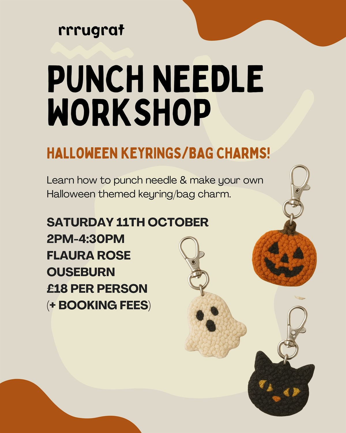 Learn to Punch Needle and Make a Halloween-Themed Keyring\/Bag Charm