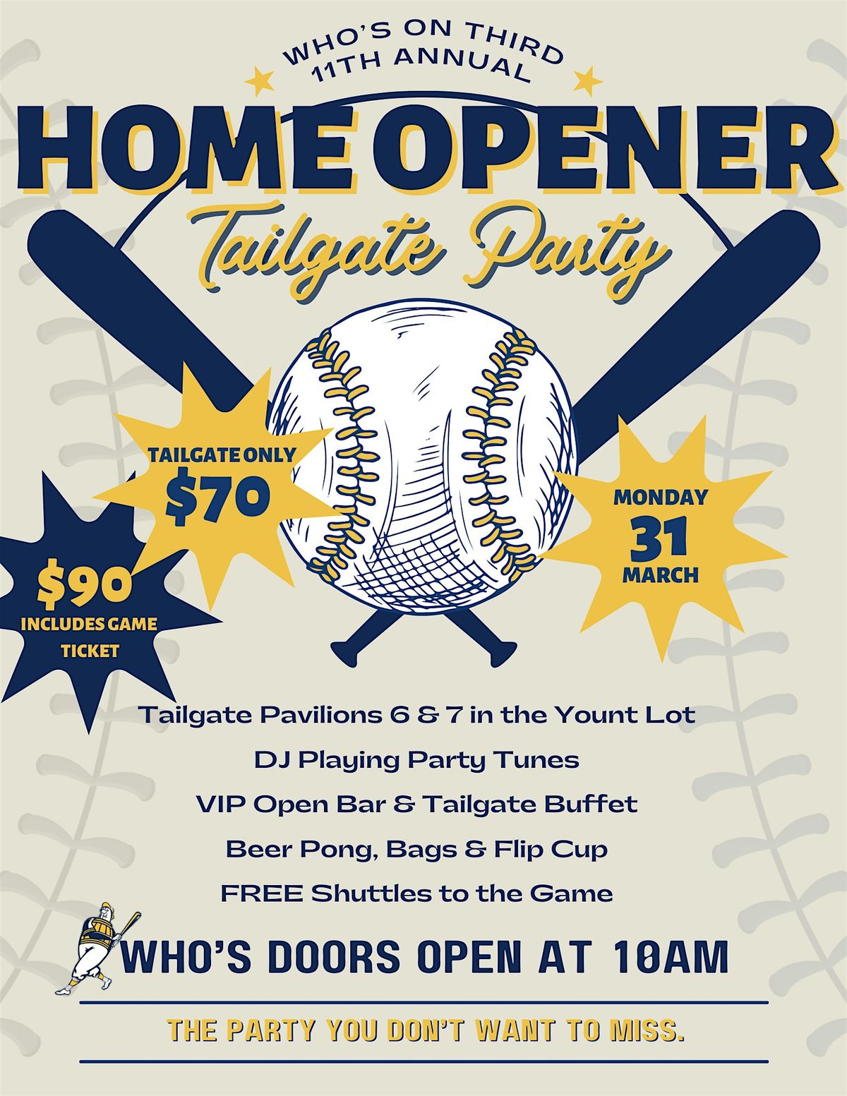 Brewer's Home Opener Tailgate - Who's on Third!