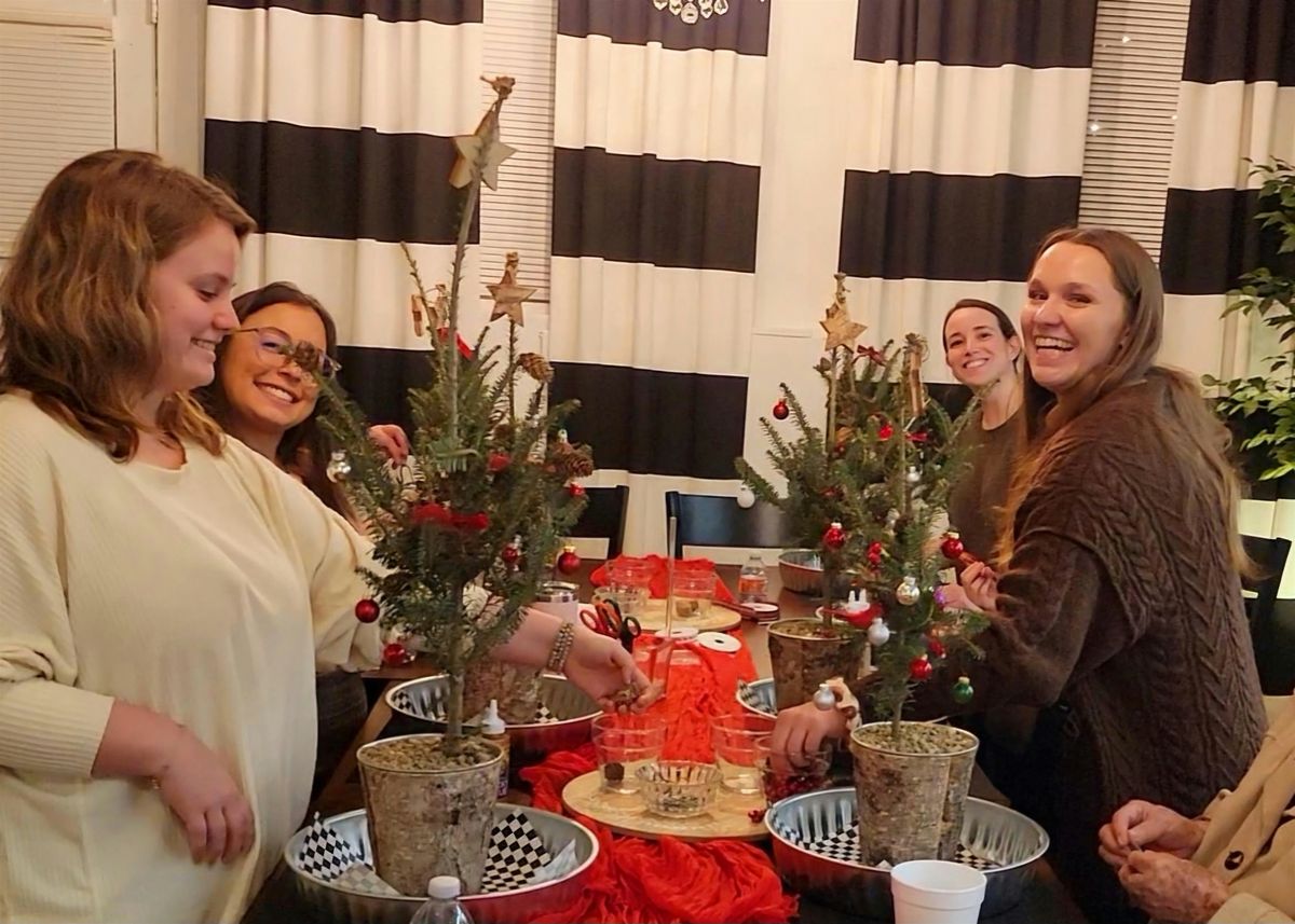 Tabletop Tree decorating with Boomdyada @ The Dragonfly Winery