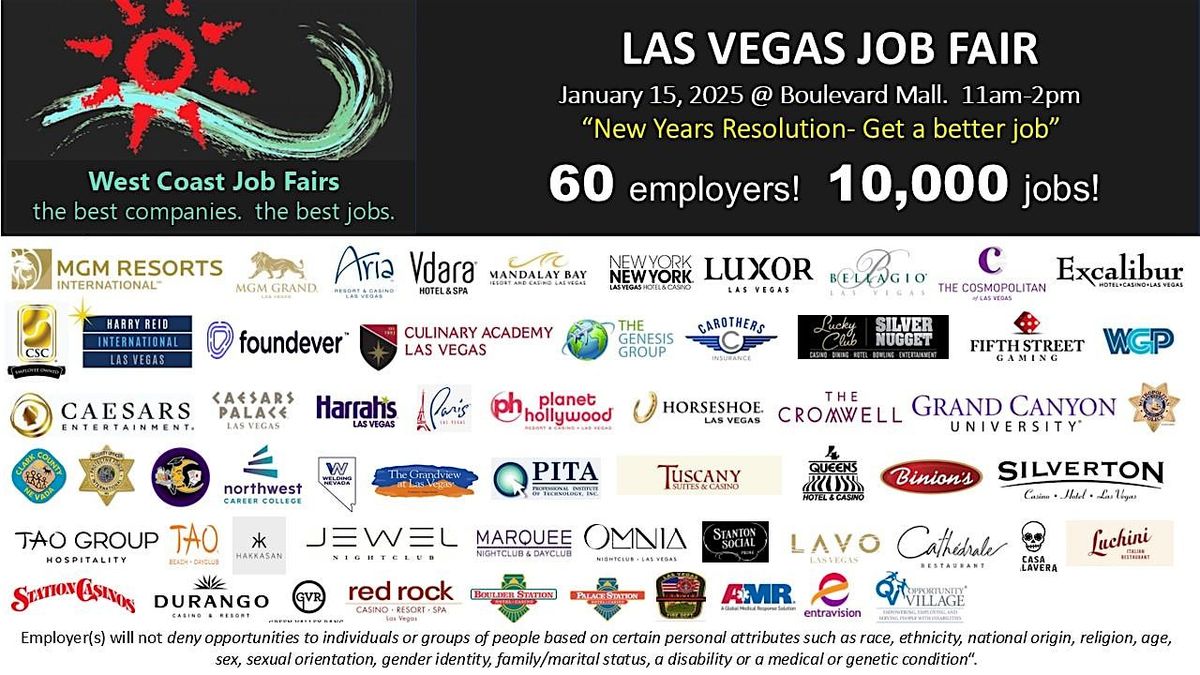 Las Vegas Events, Venues and Hospitality Job Fair- Over 60 employers!