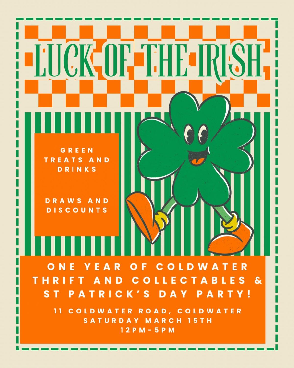 \ud83c\udf40 COLDWATER THRIFT & COLLECTABLES ONE YEAR ANNIVERSARY MEETS ST. PATRICK\u2019S DAY!\ud83c\udf40