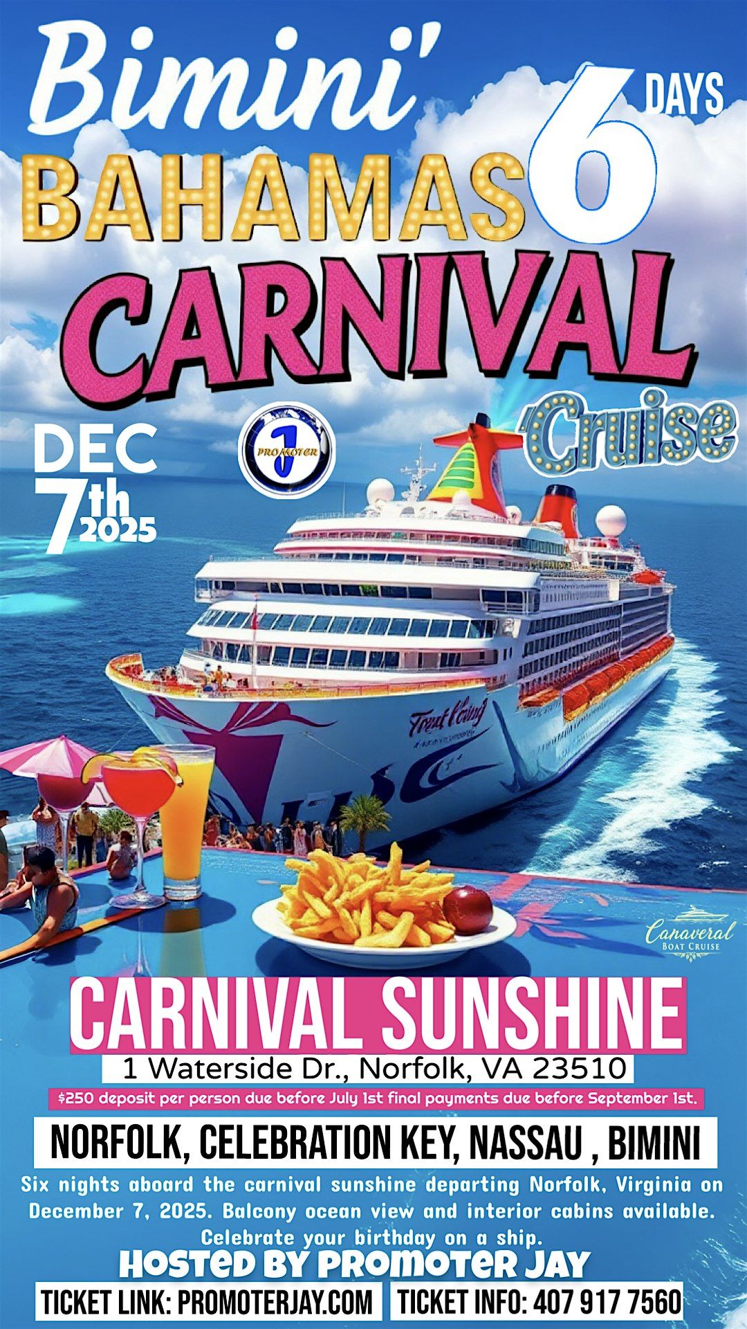 Bimini Bahamas 6 Day Carnival Cruise Norfolk