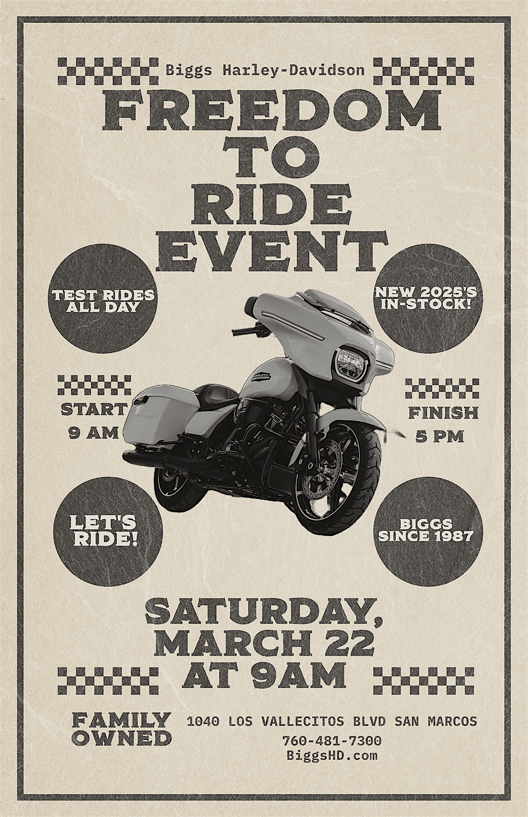 Freedom to Ride a New Harley Event