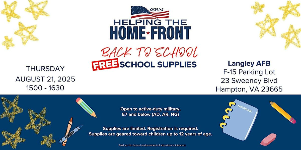 BACK TO SCHOOL Free School Supplies Distribution at Langley Air Force Base