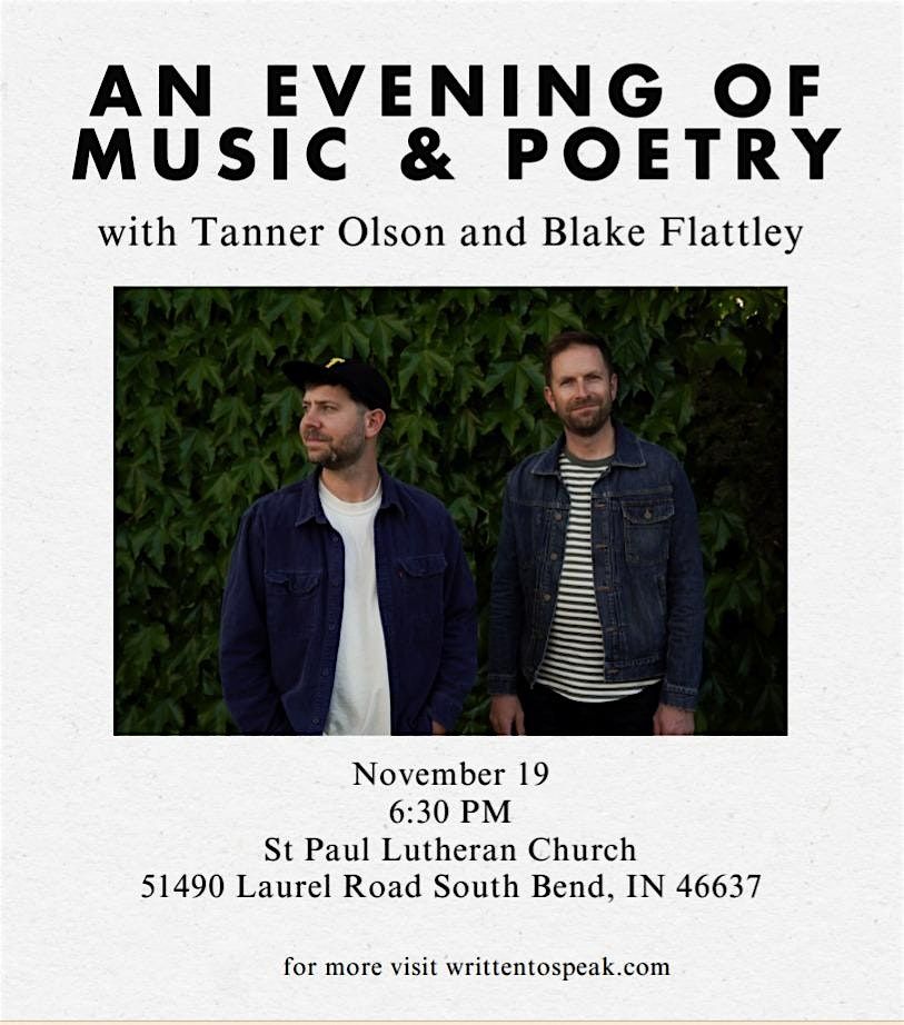 An Evening of Music & Poetry with Tanner Olson and Blake Flattley