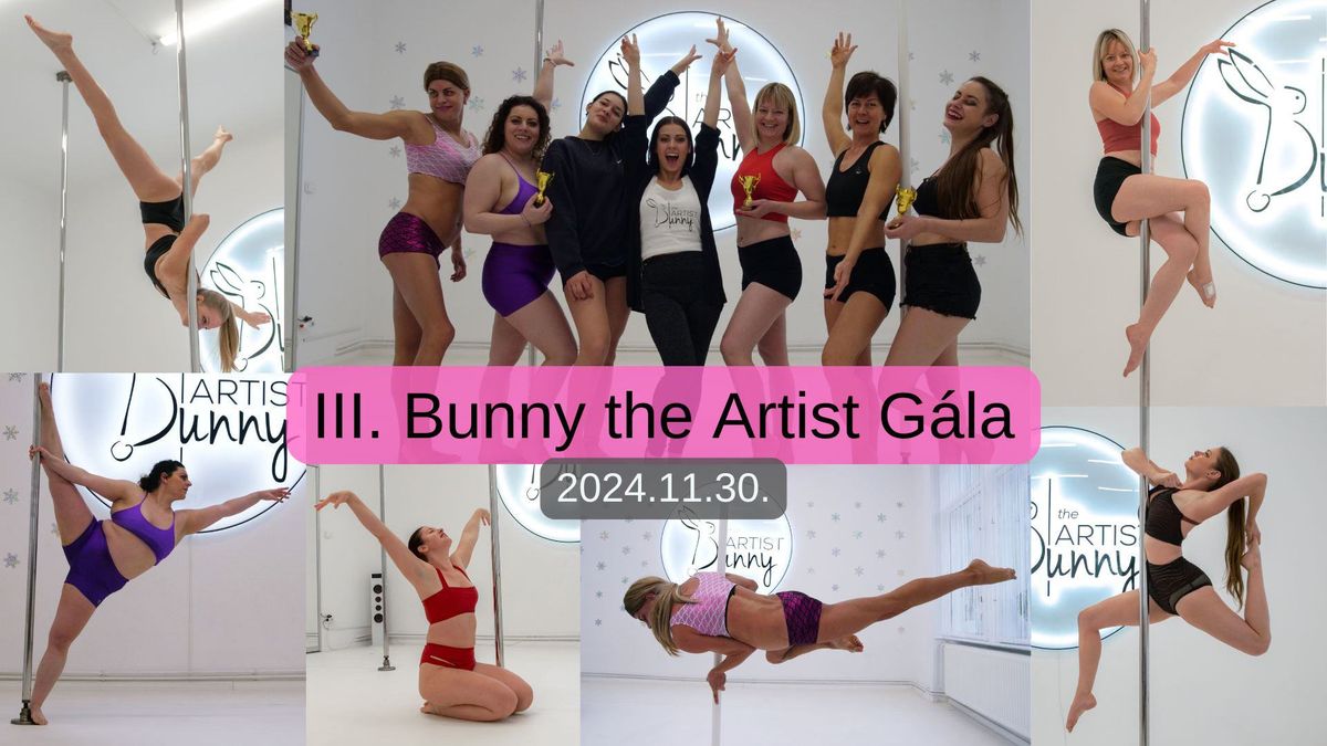 III. Bunny the Artist G\u00e1la - (r\u00fadt\u00e1nc, l\u00e9gtorna \/ pole dance, aerial gymnastics)