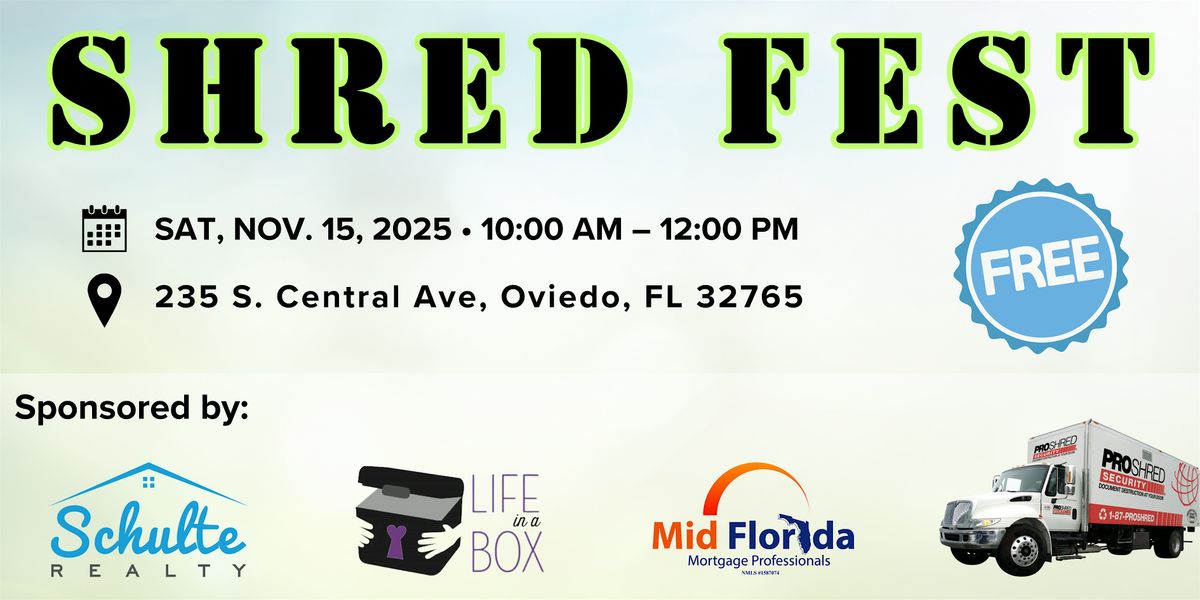 Shred Fest Fall 2025 - Free Community Paper-Shredding Event in Oviedo, FL