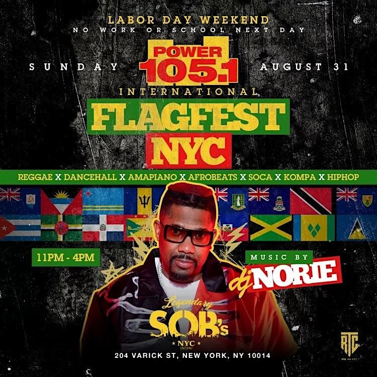 FlagFest Labor Day Weekend at SOBs : Everyone Free entry with RSVP