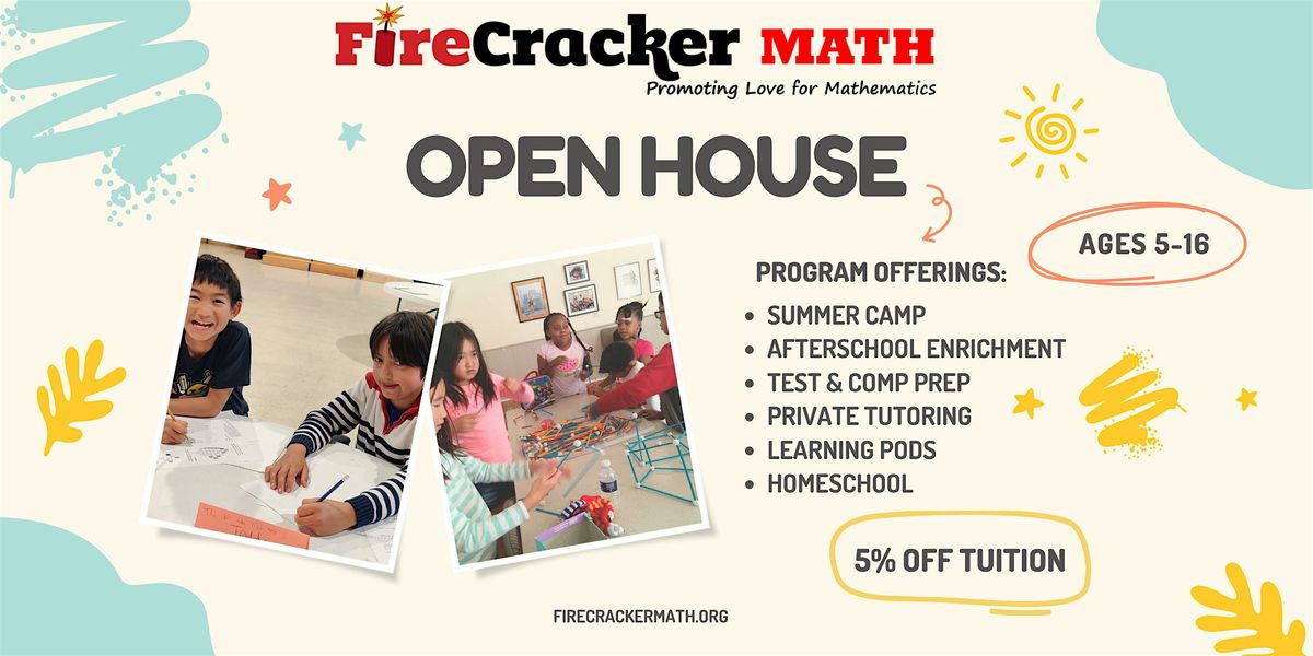 Firecracker Math  Online Open House. Get 5% off Summer Camp!