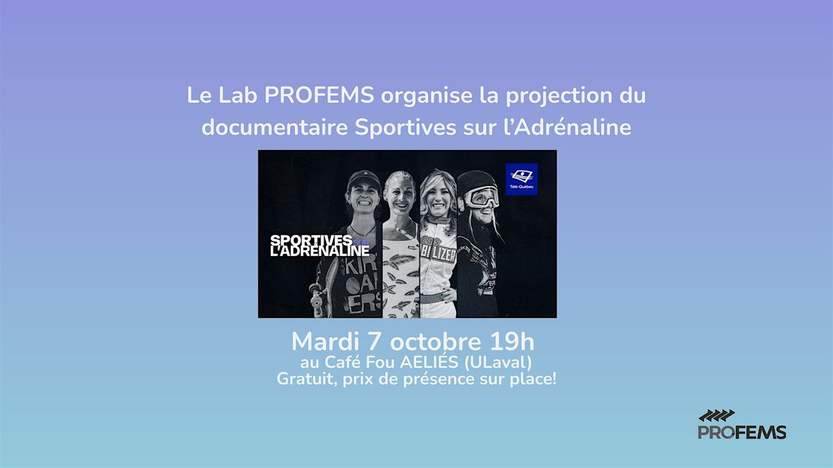 Projection du documentaire Sportives sur l'adr\u00e9naline