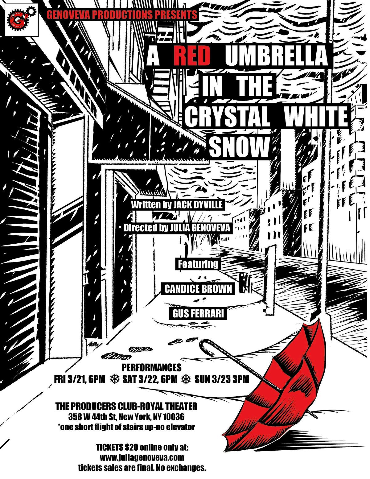 A Red Umbrella in the Crystal White Snow By Jack Dyville