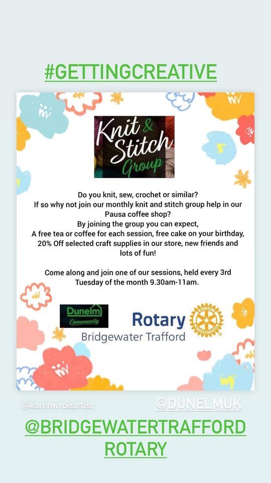 Knit and Stitch with Dunelm and Bridgewater Trafford Rotary, Dunelm