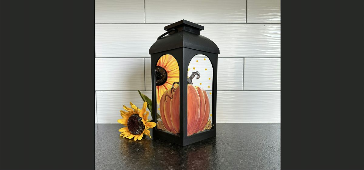 Halloween Pumpkin & Sunflower Black LED Candle Lantern  Art Sip Class