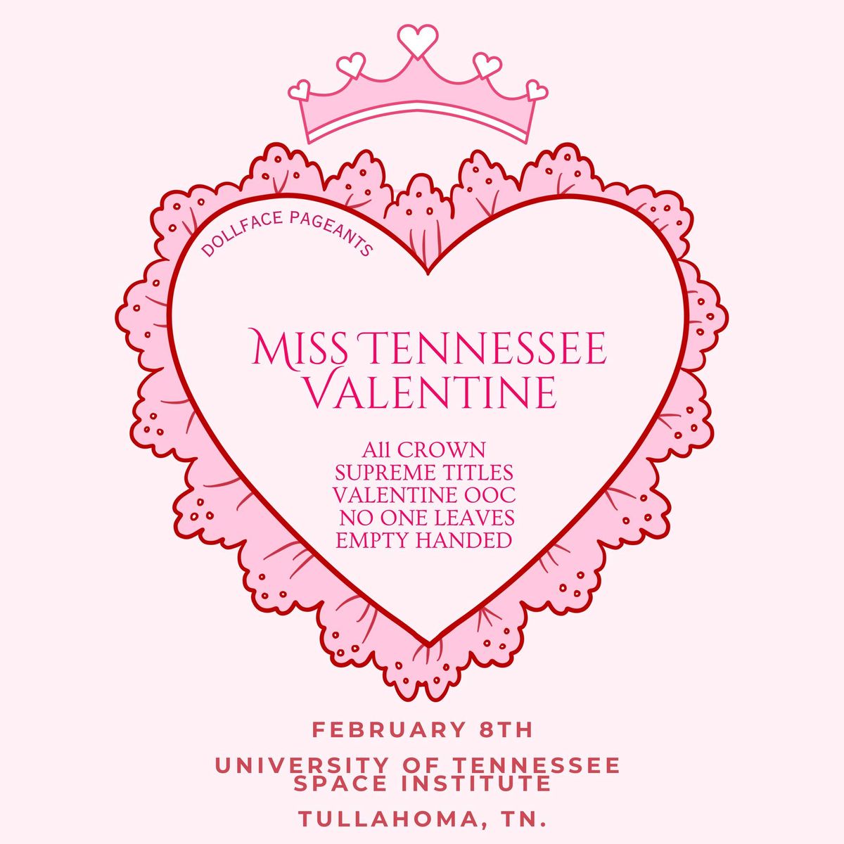 Miss Tennessee Valentine ALL CROWN Pageant