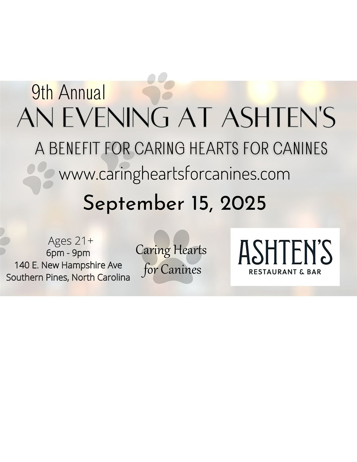 9th Annual Evening at Ashten's Benefit Event for Caring Hearts for Canines