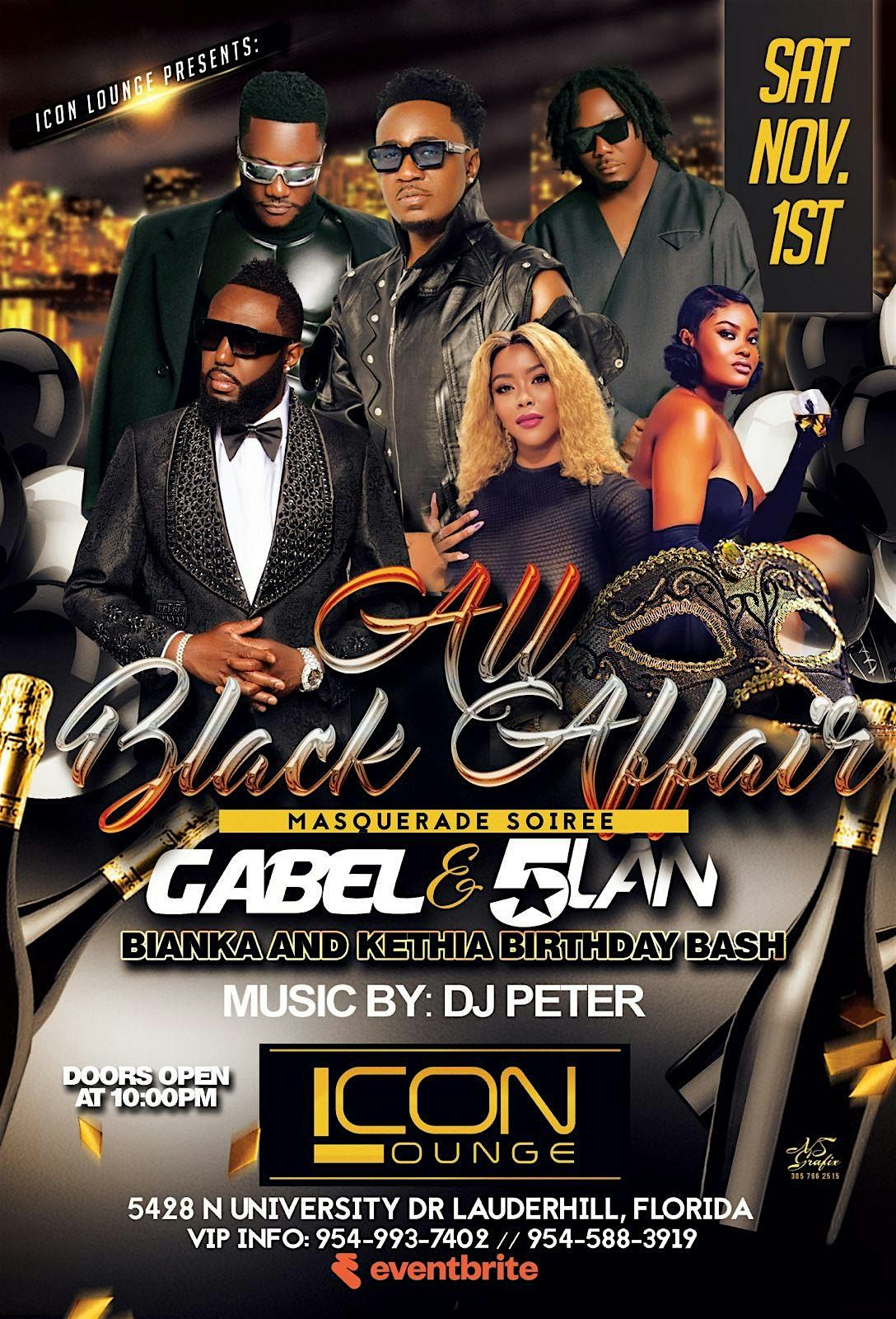 MASQUERADE SOIR\u00c9E(All BLACK AFFAIR) Performing live GABEL & 5 LAN .