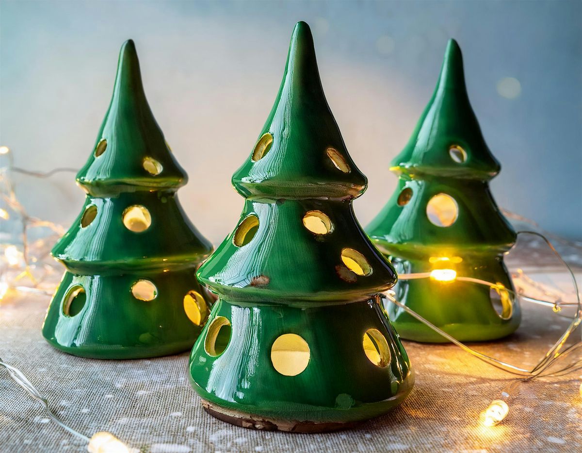 Christmas Tree Clay Luminaries