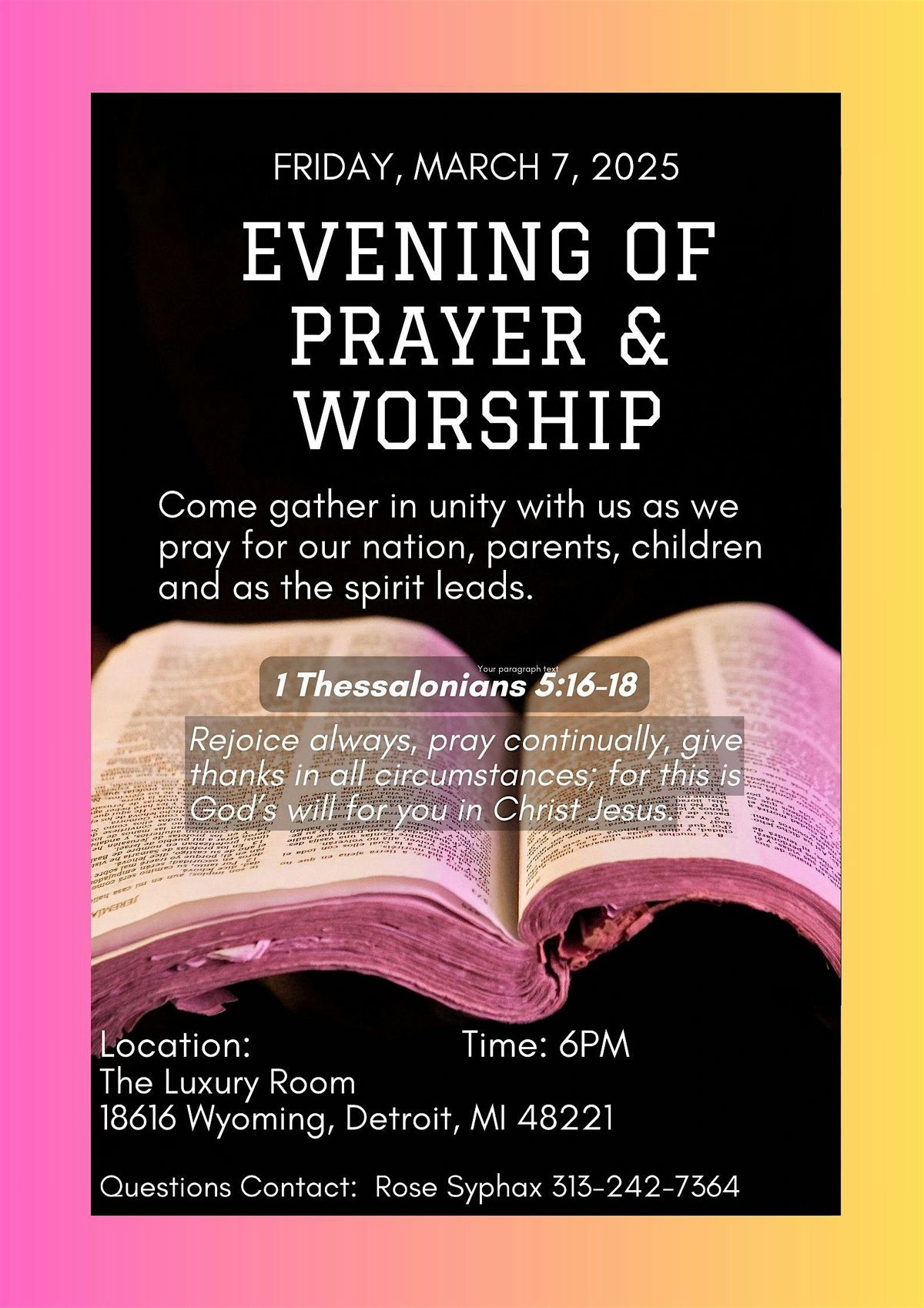 Evening of Prayer and Worship