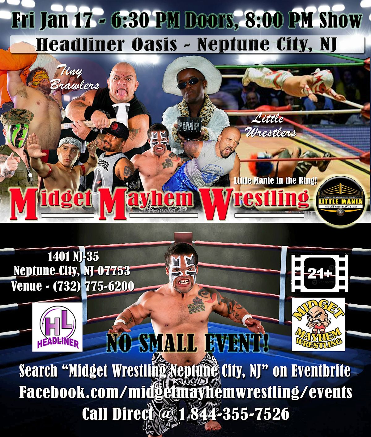 Midget Mayhem Wrestling Rips Through the Ring! Neptune City NJ 21+