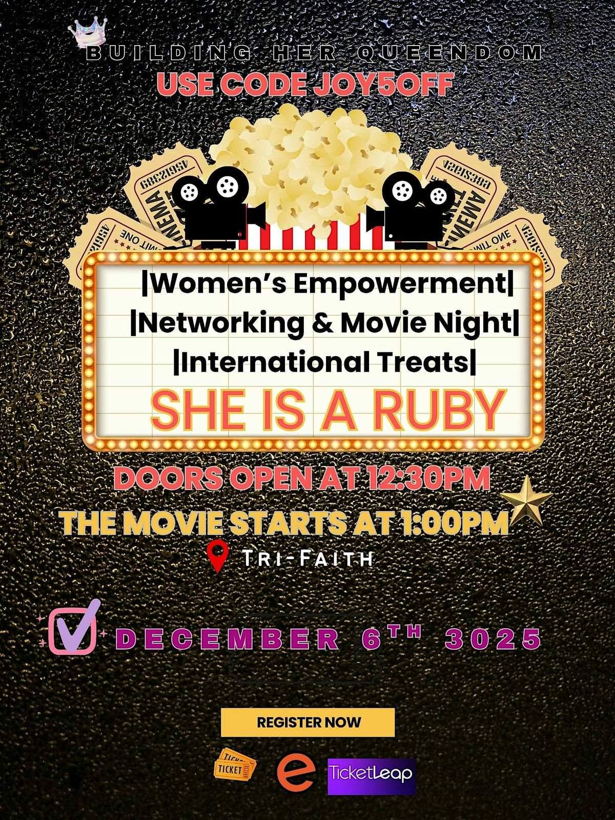 SHE IS A RUBY Empowerment Night: Networking \u2022 Movie \u2022 International Treats