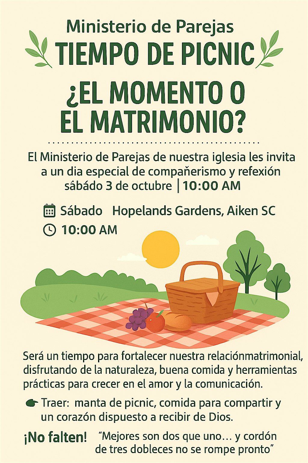 Tiempo de Picnic: El Momento o El Matrimonio?