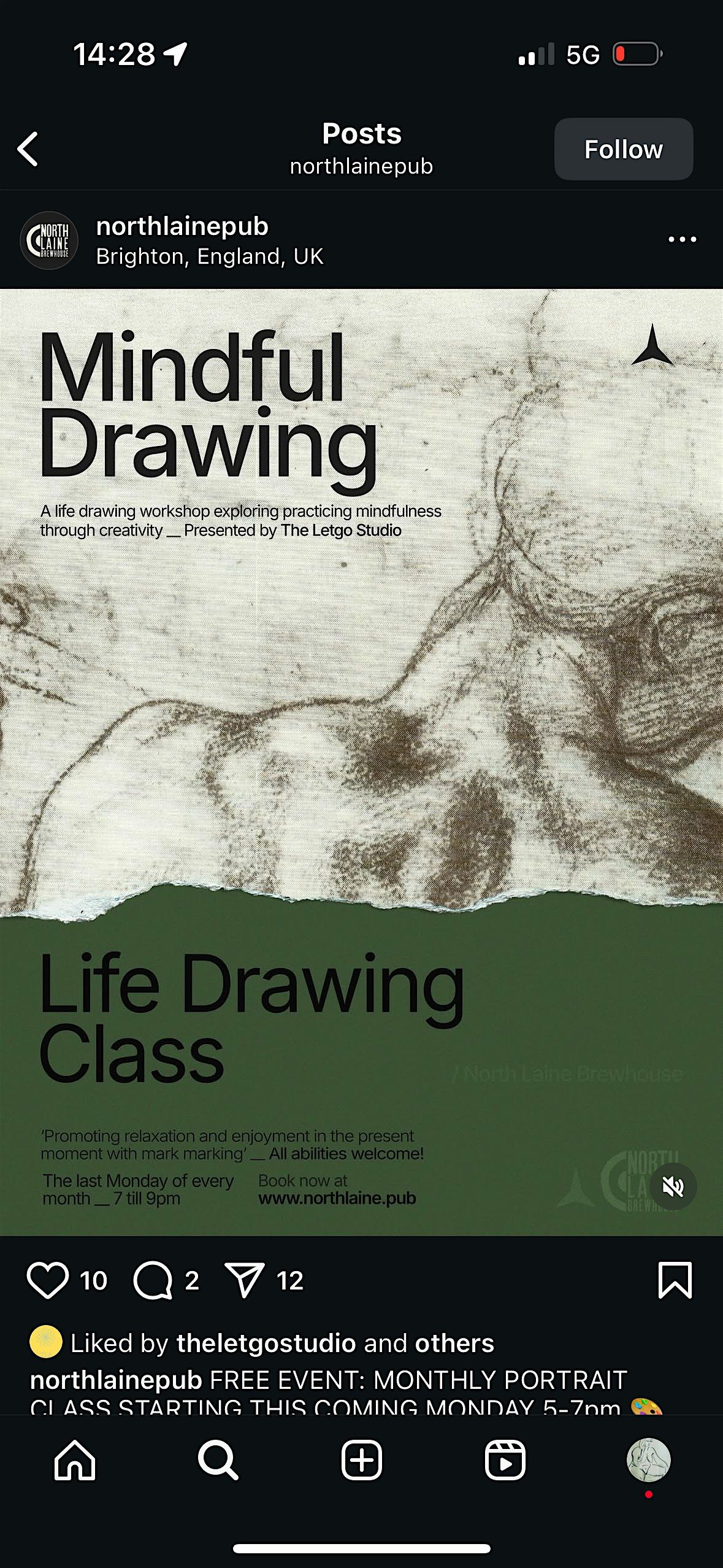 Mindful Portrait Drawing Last Monday of the month 7-9pm FREE