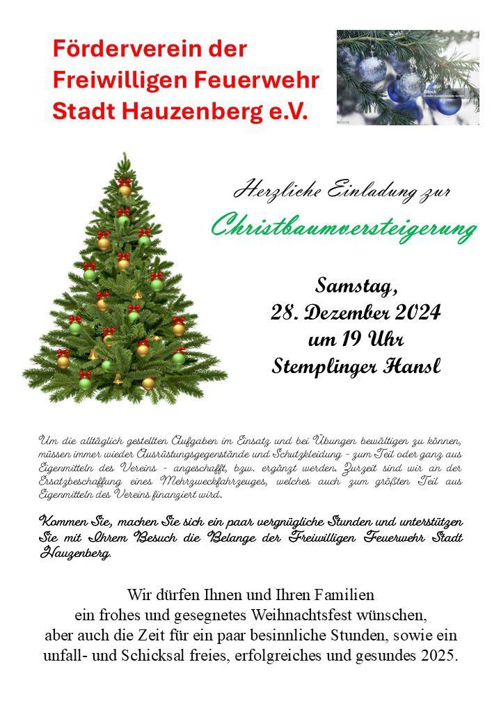 Christbaumversteigerung der FF Stadt Hauzenberg