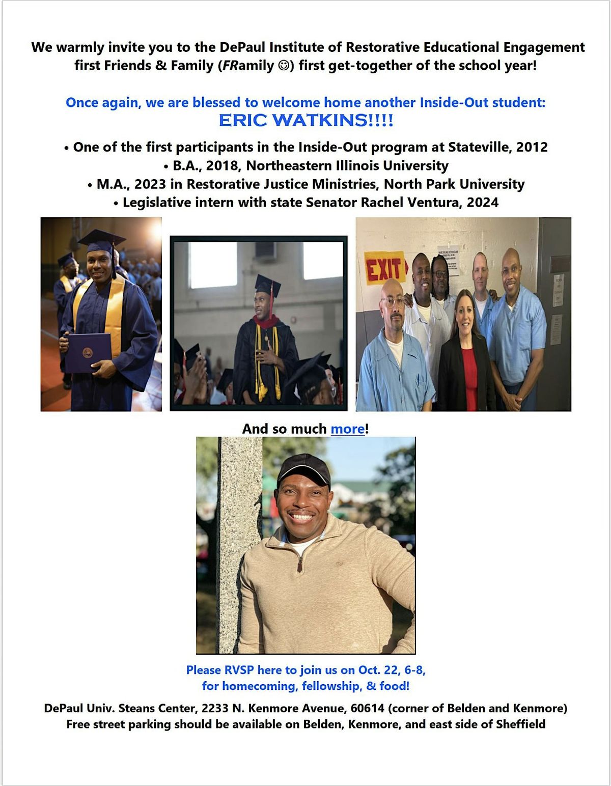 Fall IREE Family & Loved Ones Gathering, Welcoming Home Eric Watkins