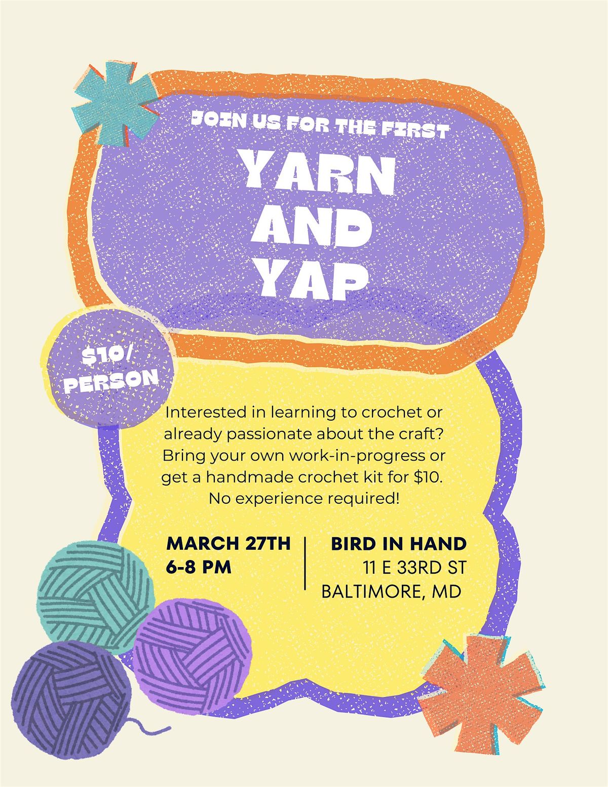 Yarn and Yap at Bird in Hand