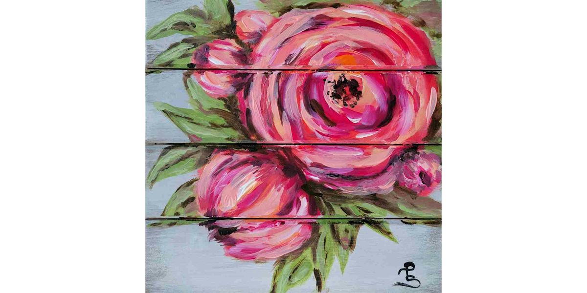 Eleven Winery, Bainbridge - "Dahlias on Wood Plaque"