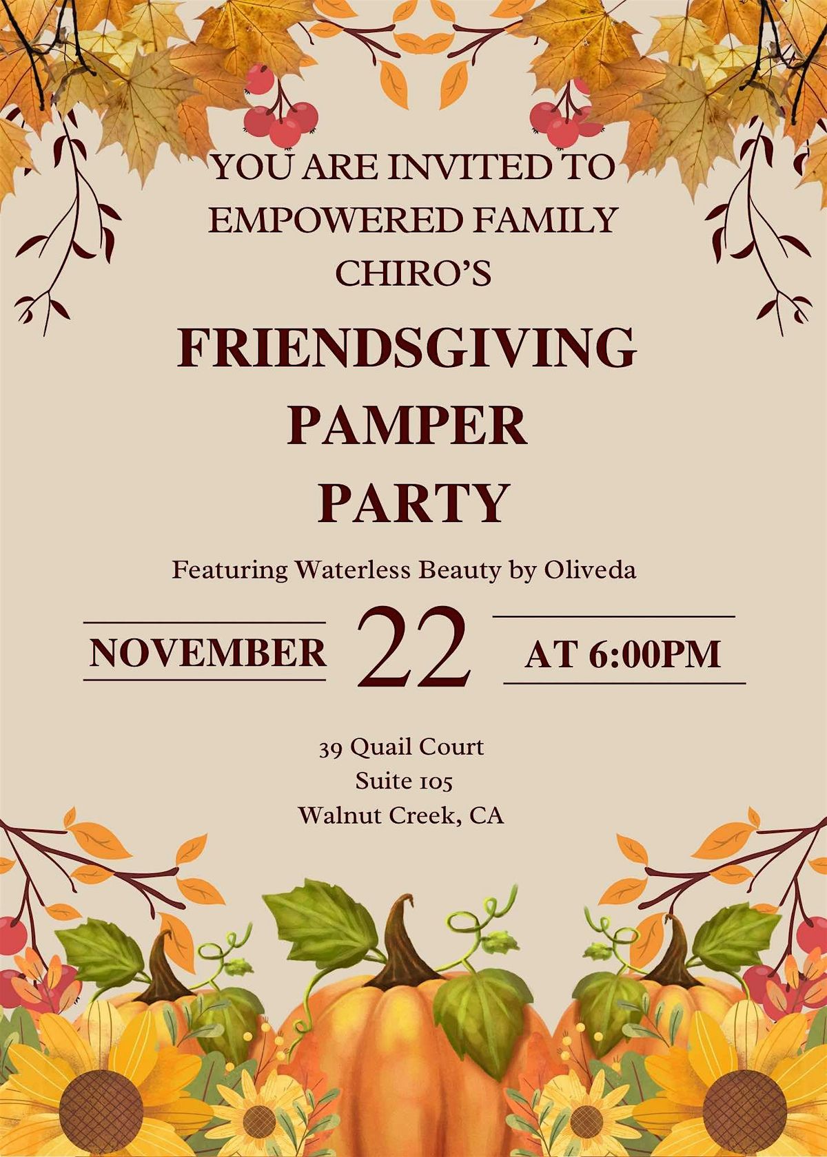 Friendsgiving Pamper Party