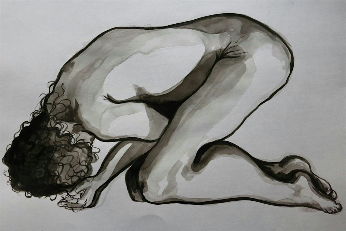 Expressive figure painting with ink