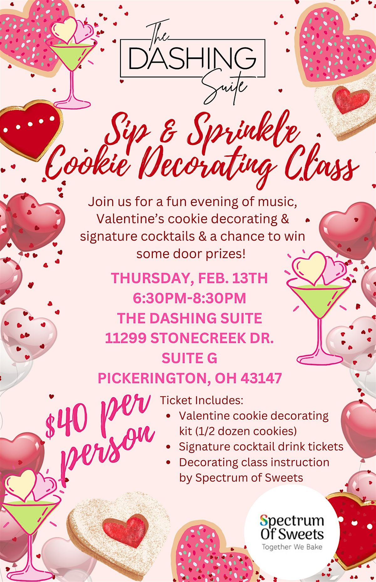 Sip & Sprinkle Valentine\u2019s Cookie Decorating Class