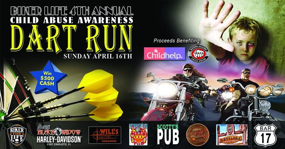 Biker Life 4th Annual Dart Run for Child Abuse Awareness, Biker Life ...